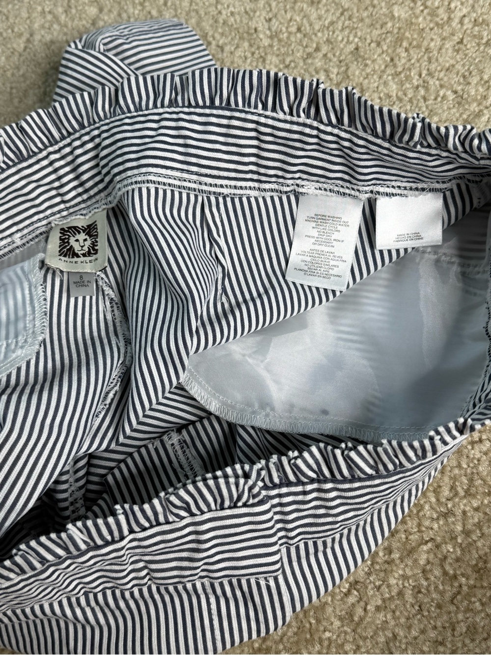 Anne Klein Navy and White Pinstripe Shorts - Picture 4 of 9